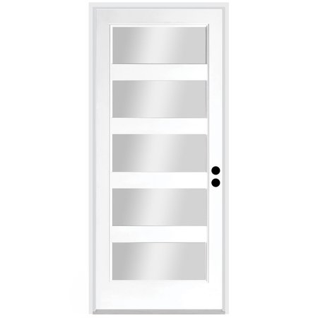 CODEL DOORS 32" x 96" Primed White Contemporary Flush-Glazed Exterior Fiberglass Door 2880LHISPSF20F5LC691610BM